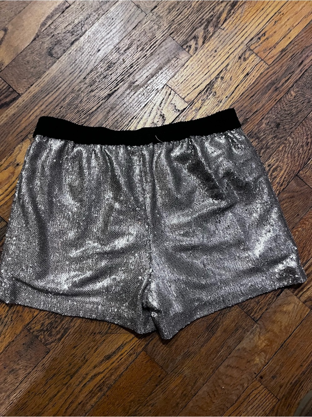 Gold Sequin Women’s Shorts with Black Elastic Waistband Zara